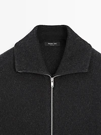 Cardigan à col montant en laine mélangée
