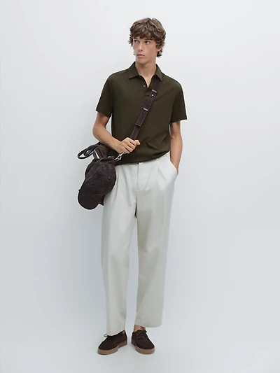 Cotton blend short sleeve polo shirt