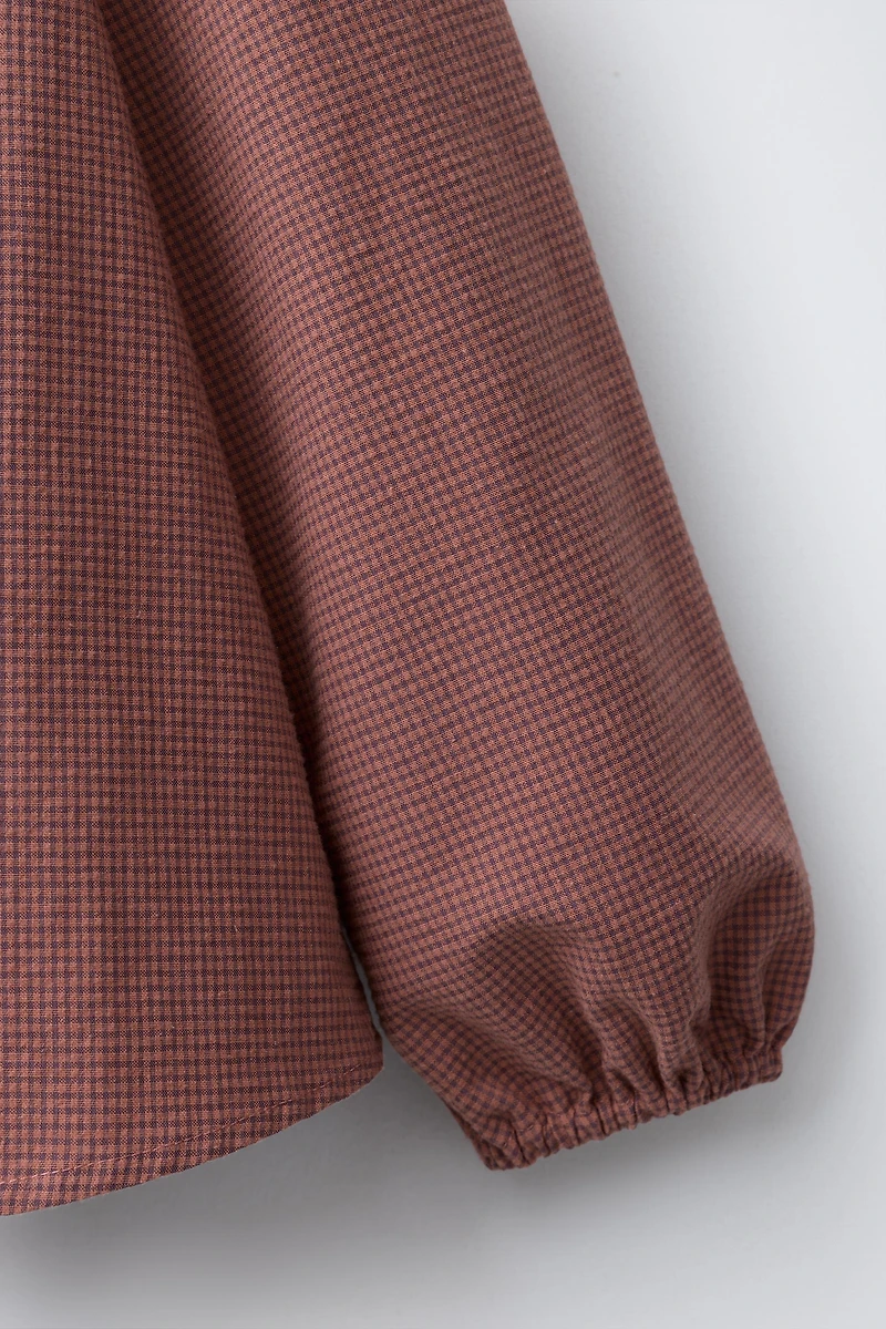 GINGHAM DOUBLE COLLAR SHIRT