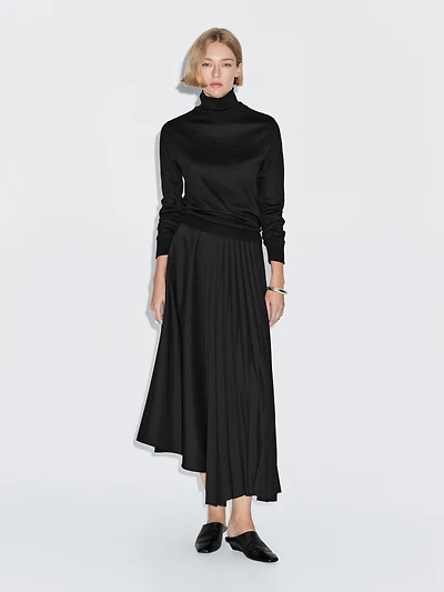 Asymmetric box pleat skirt