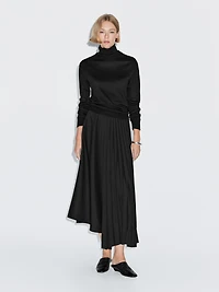 Asymmetric box pleat skirt