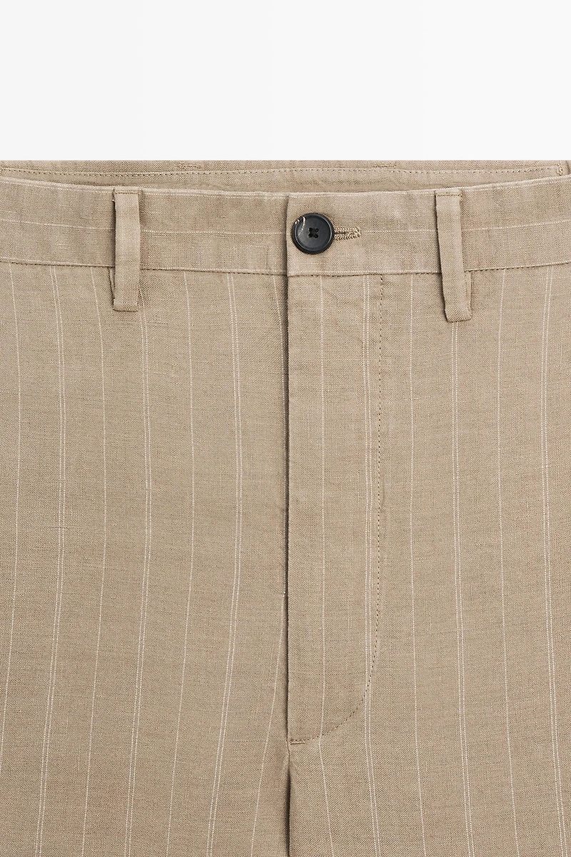 100% linen striped pants