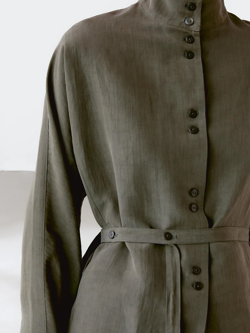 Veste lin à col mao