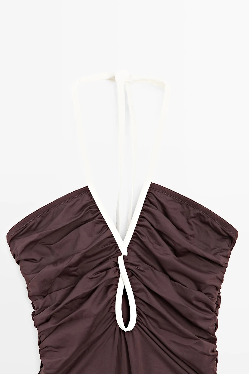 Swimsuit with contrast gathered detail