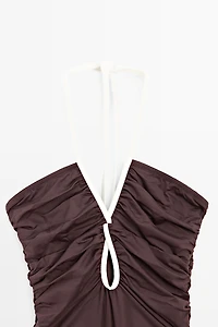 Swimsuit with contrast gathered detail