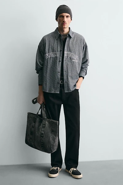 SAC SHOPPER EN DENIM EFFET DÉLAVÉ