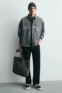 SAC SHOPPER EN DENIM EFFET DÉLAVÉ