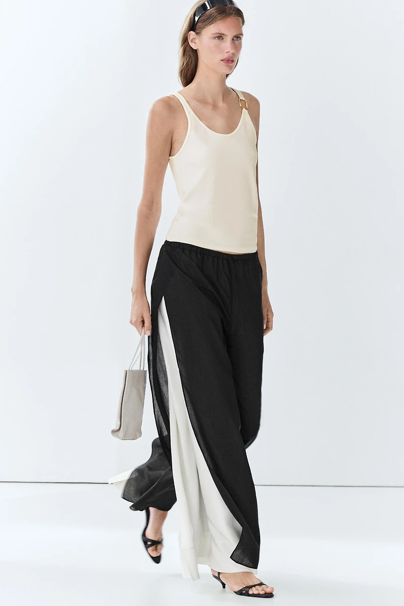 Flowing wide-leg pants with darts - co-ord
