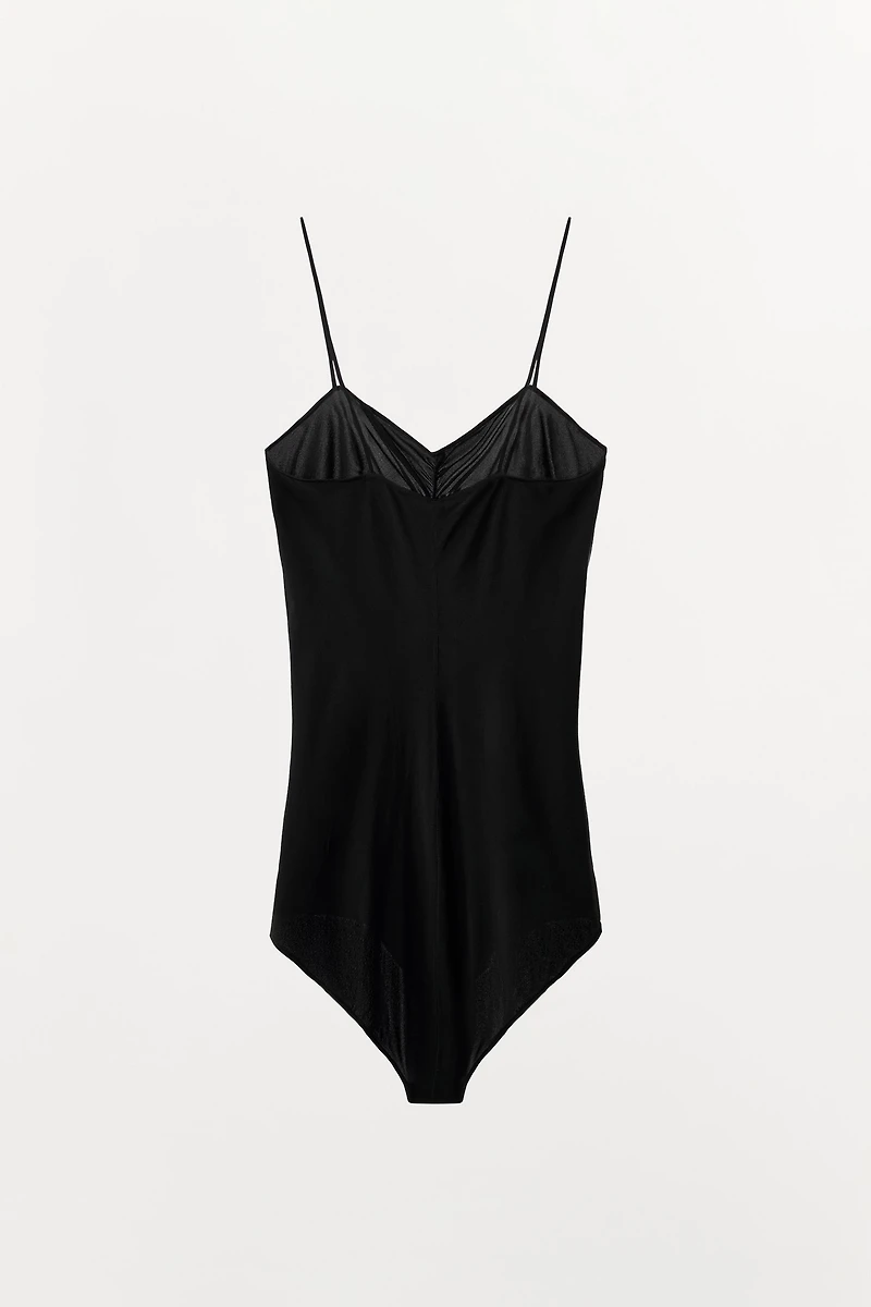 RUCHED SHEER BODYSUIT
