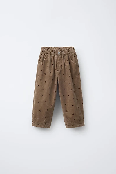 LINED FINE WALED CORDUROY BAGGY PANTS