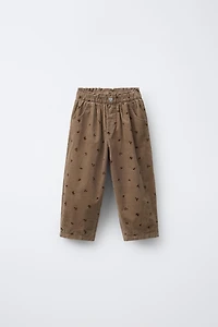 LINED FINE WALED CORDUROY BAGGY PANTS