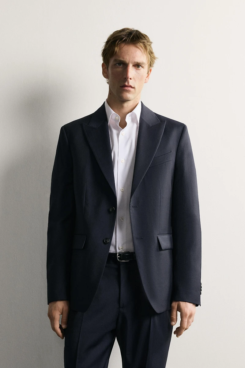 REGULAR FIT 100% WOOL PINSTRIPE SUIT BLAZER