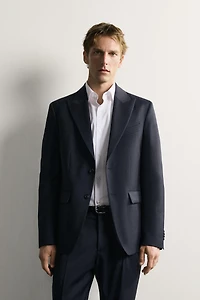 REGULAR FIT 100% WOOL PINSTRIPE SUIT BLAZER