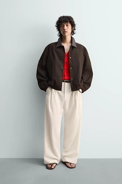 RELAXED FIT JACKET WITH CONTRAST COLLAR