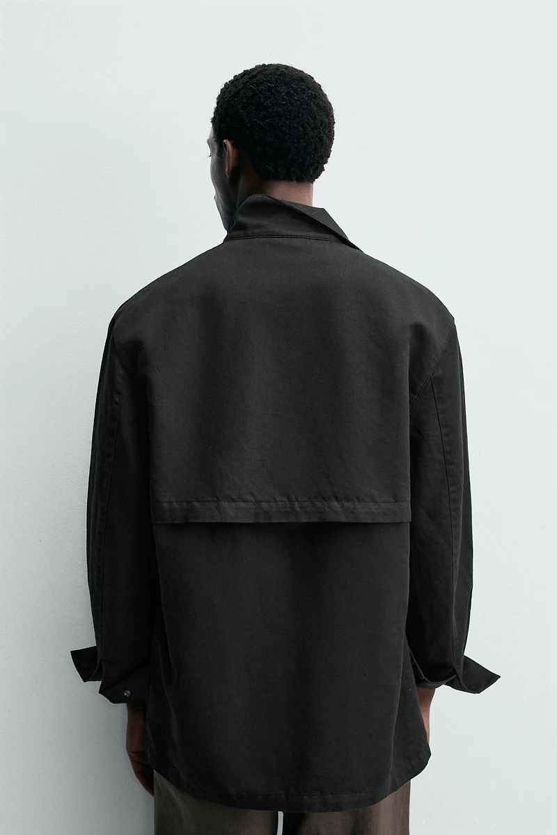 WASHED UTILITY POCKET OVERSHIRT