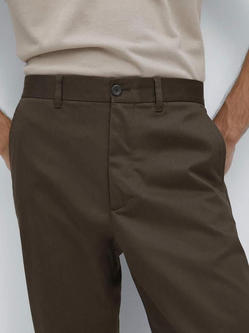 Cotton blend tapered fit trousers