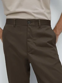 Cotton blend tapered fit trousers