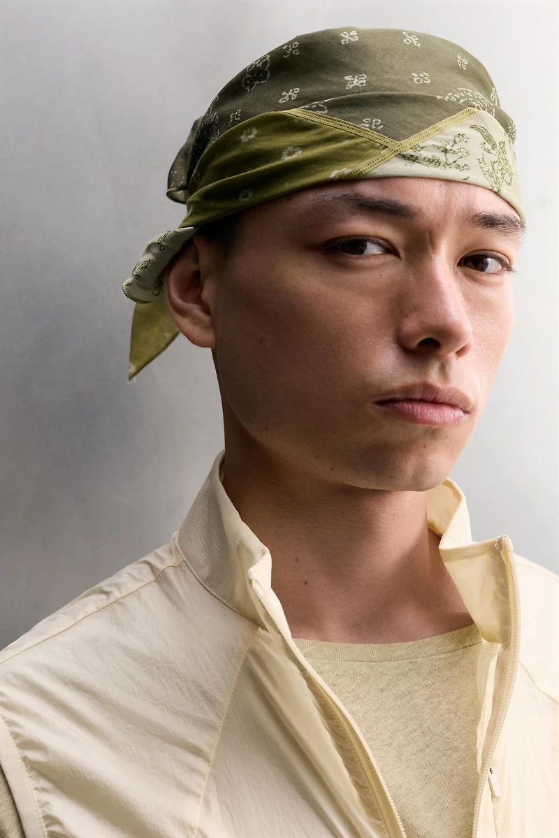 RAMIE-COTTON PATCHWORK BANDANA