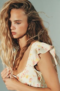 FLORAL SATIN SHORT DRESS