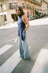 JEAN TRF BAGGY BIJOUX STRASS