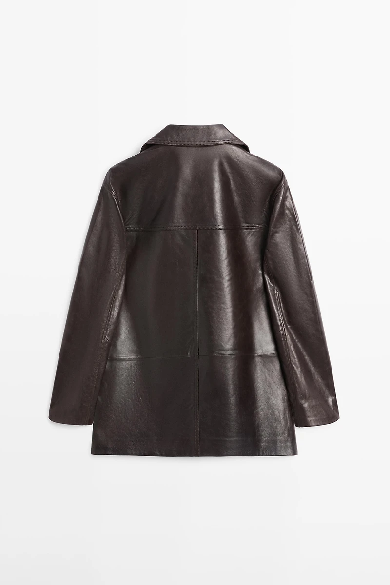 100% nappa leather blazer with buttons