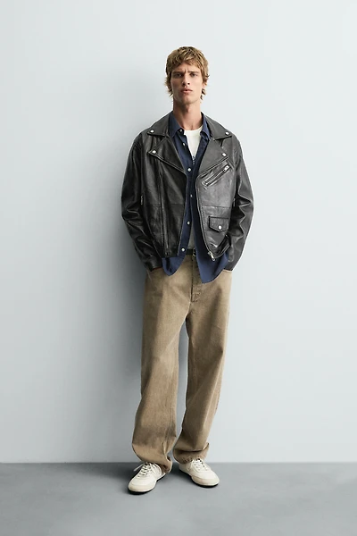 LEATHER BIKER JACKET
