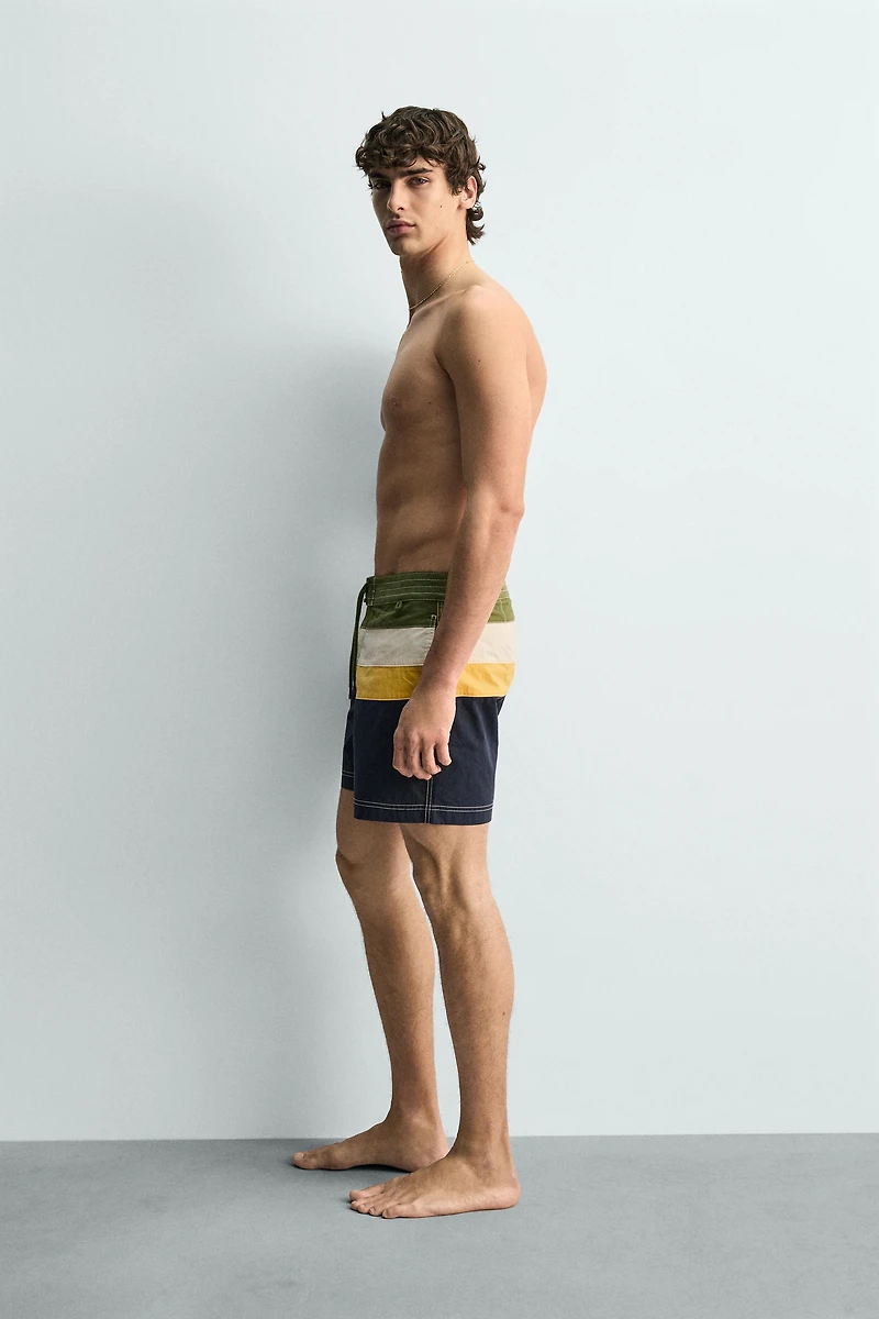 MAILLOT DE BAIN LONG À BANDES