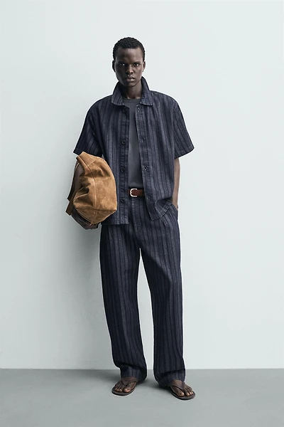 RELAXED FIT STRIPED JACQUARD SHIRT