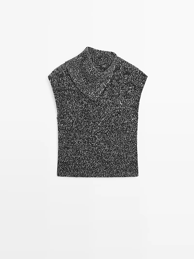Mouliné knit vest with collar detail