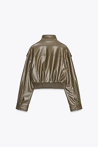 FAUX LEATHER CROP JACKET
