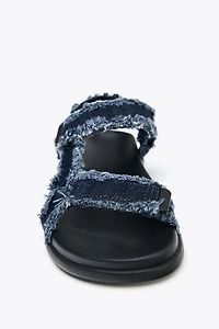 DENIM PLATFORM SANDALS