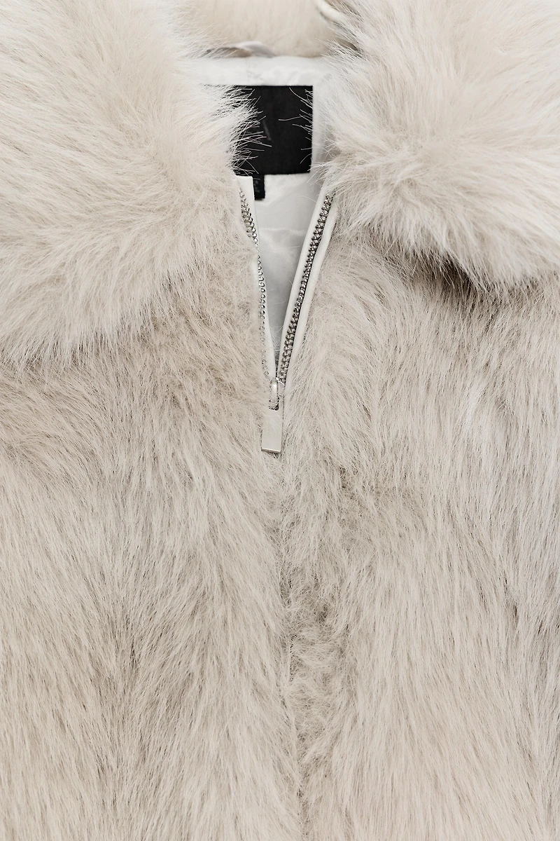 FAUX FUR ZIP-UP SHORT COAT