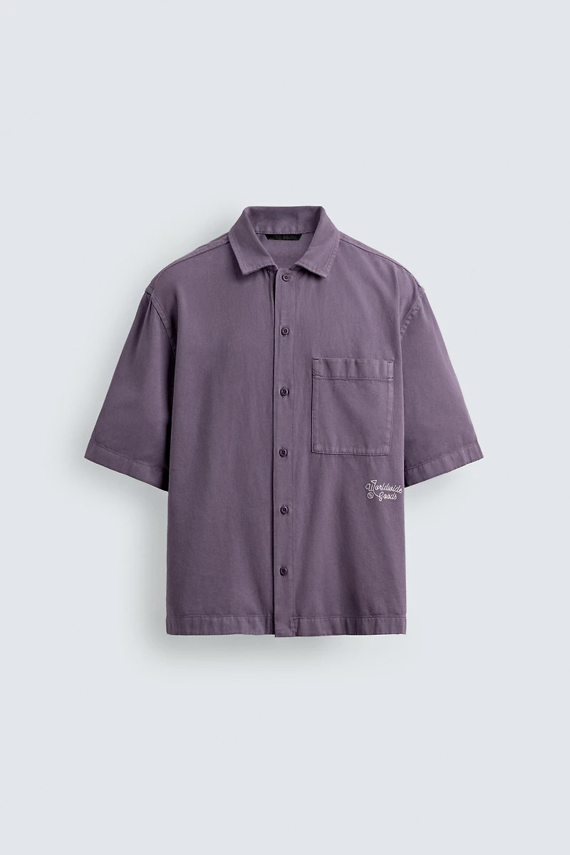 EMBROIDERED TEXTURED OVERSHIRT