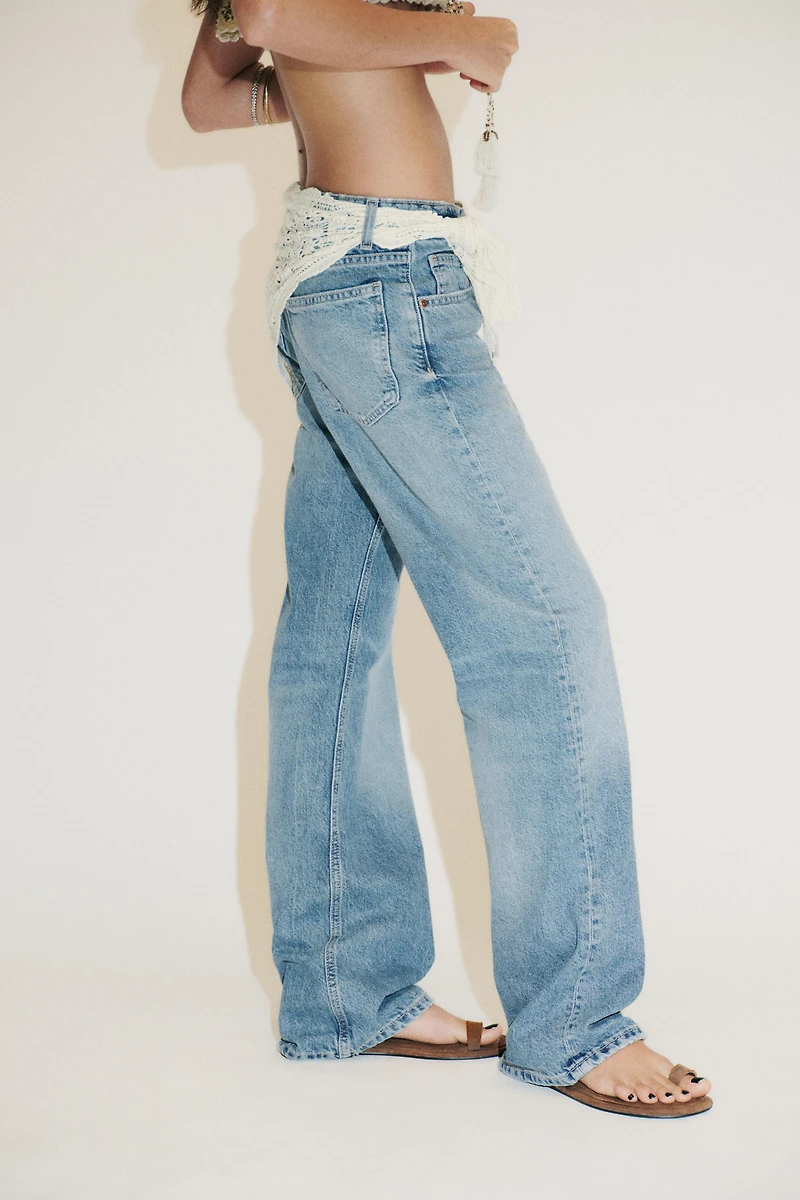 TRF MID-RISE WIDE LEG SCARF JEANS