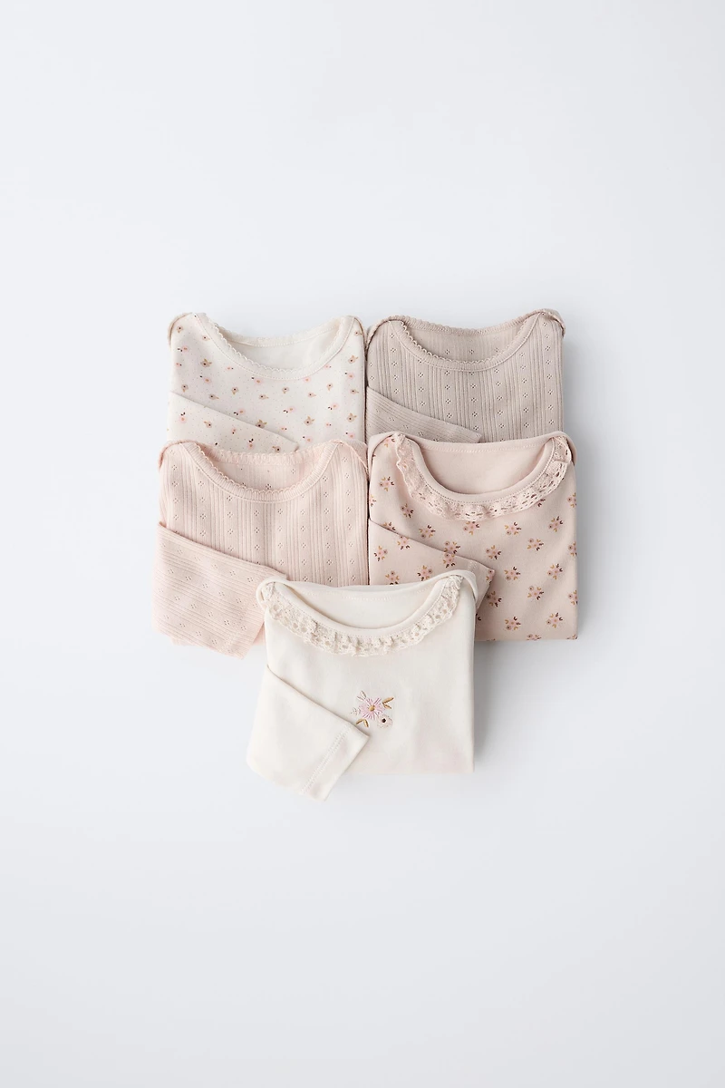 FIVE-PACK OF FLORAL PRINT BODYSUITS