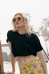 CROPPED PUFF HEM T-SHIRT