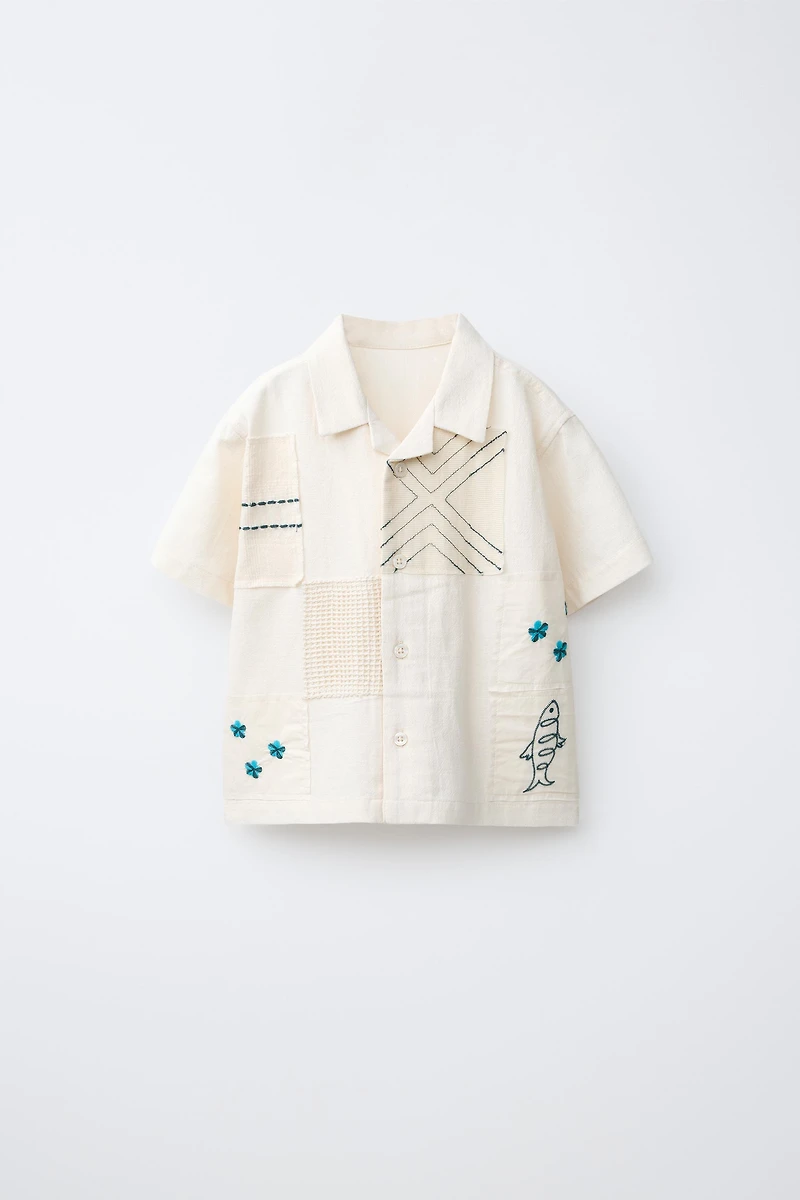 CHEMISE À PIÈCES AVEC COTON ET LIN