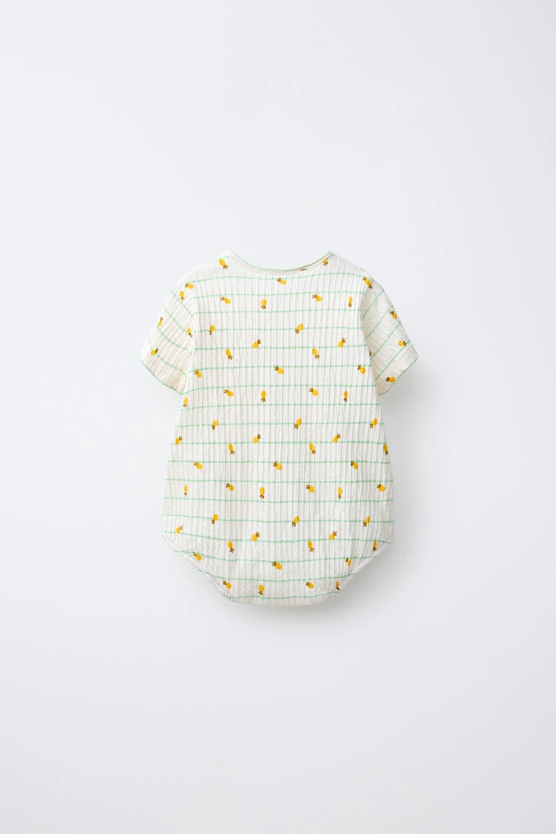 PINEAPPLE AND STRIPED PRINT ROMPER