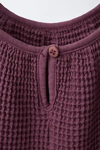 WAFFLE KNIT BOW ROMPER