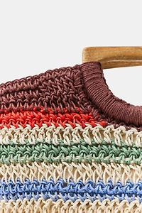SAC CABAS 100 % JUTE À RAYURES