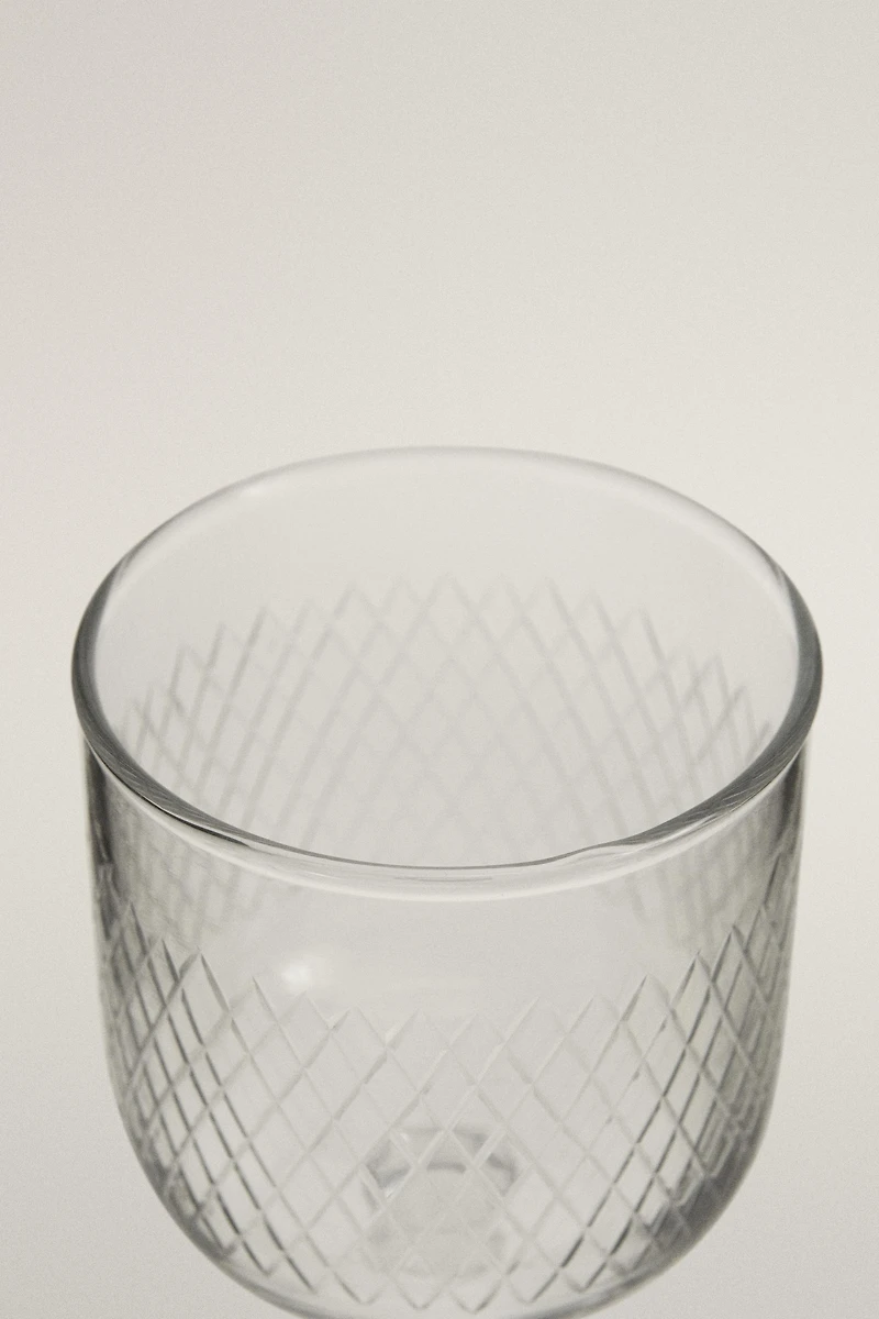 CARVED GLASS GOBLET