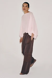 TOP EN MAILLE ET MANCHES AMPLES