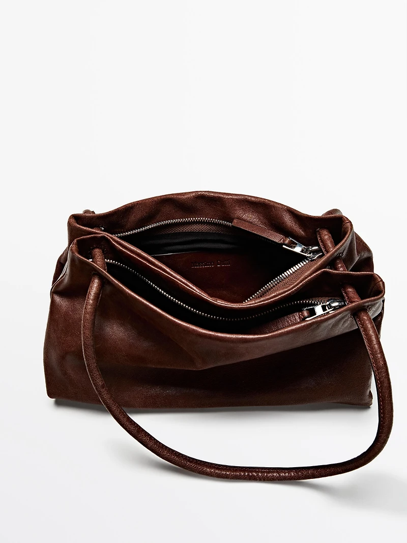 Petit sac compartimenté en cuir nappa