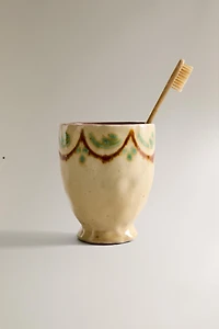 PAINTED CERAMIC TOOTHBRUSH HOLDER