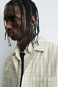 TEXTURED PLAID OVERSHIRT
