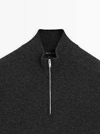 Mock neck knit sweater with zip