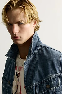 RELAXED FIT DENIM JACKET WITH TABS