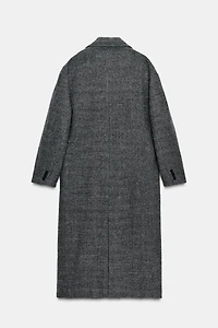 100% WOOL PLAID COAT ZW COLLECTION LIMITED EDITION