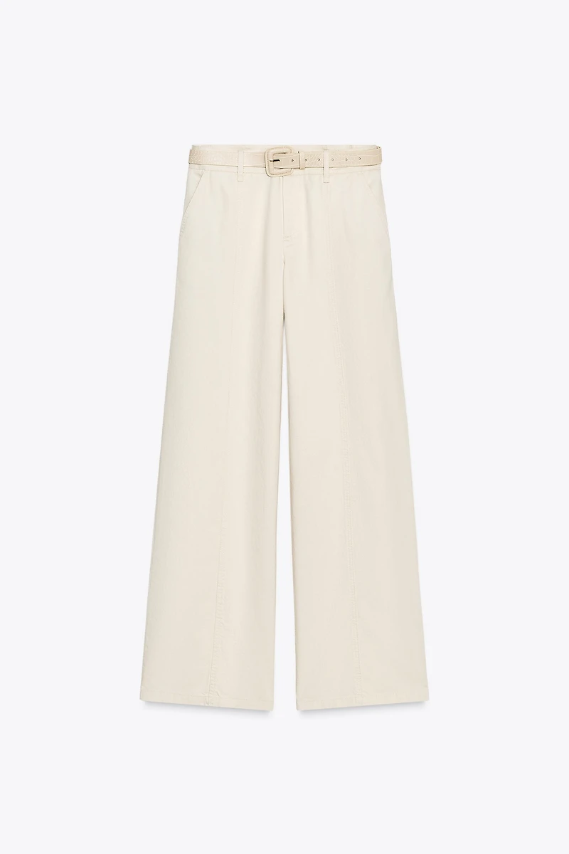 WIDE LEG BELTED PANTS