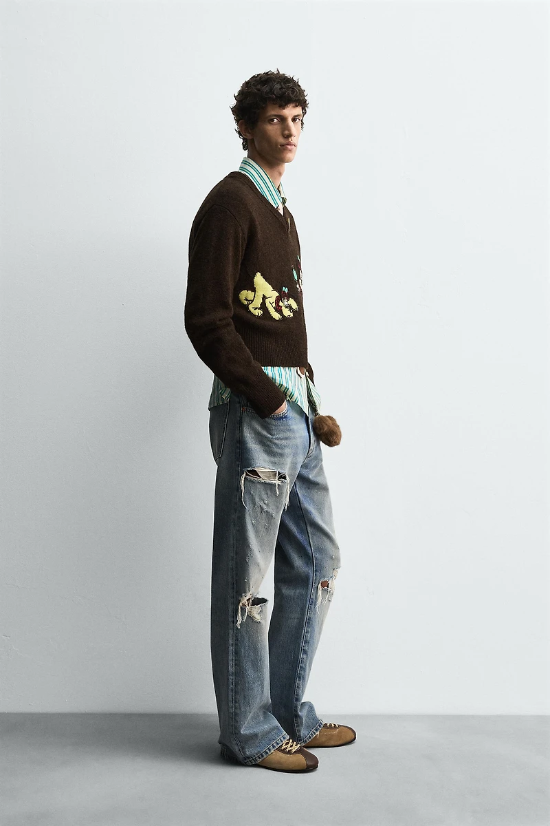 RIPPED FLARE FIT JEANS HARRY LAMBERT FOR ZARA X DISNEY